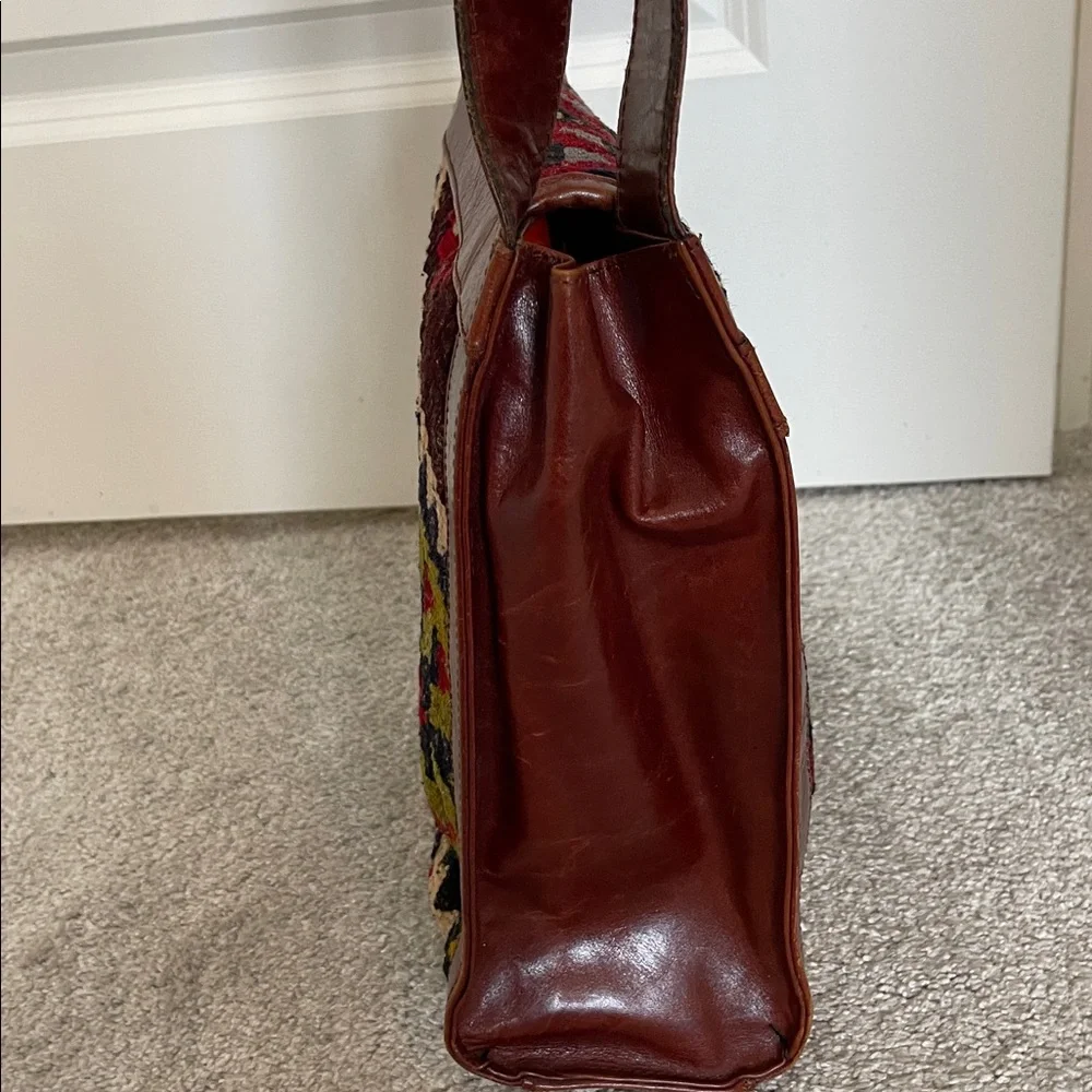 Vintage Turkish Kilim Leather Bag Boho